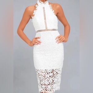 BARDOT White Lace Sleeveless Halter Midi Dress Size XS brand new